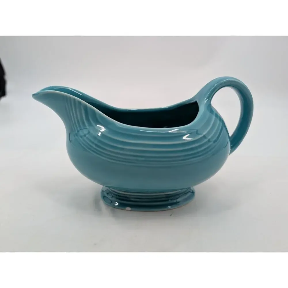 Vintage Fiesta Fiestaware Made USA Turquoise Gravy Boat Timeless Family Dinner
